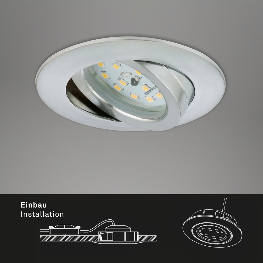 Briloner 7296-039 - 3 kpl himmennettävä kylpyhuoneen uppoasennettava alasvalo LED/6,5W/230V 3000K IP23 mattakromi