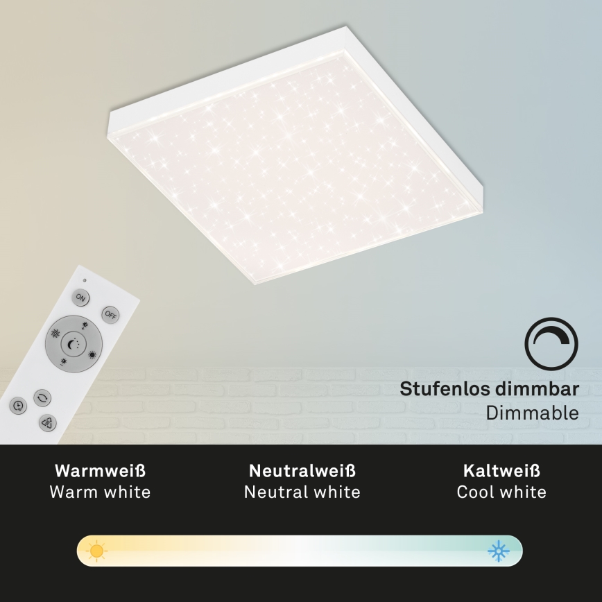 Briloner 7381-016 - Himmennettävä LED-kattovalaisin STARRY SKY LED/15W/230V 3000-6500K + kauko-ohjaus