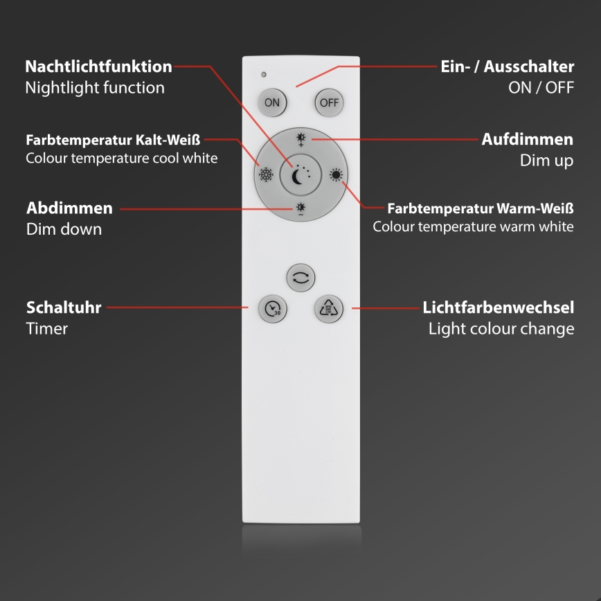 Briloner 7381-016 - Himmennettävä LED-kattovalaisin STARRY SKY LED/15W/230V 3000-6500K + kauko-ohjaus