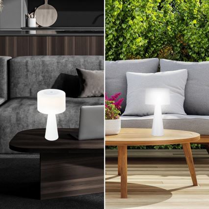 Briloner 7420016 - LED Himmennettävä ladattava kosketus ulko pöytävalaisin LED/4W/5V IP44 3000K valkoinen