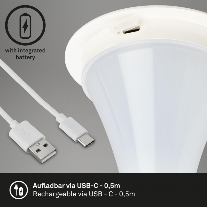 Briloner 7420016 - LED Himmennettävä ladattava kosketus ulko pöytävalaisin LED/4W/5V IP44 3000K valkoinen
