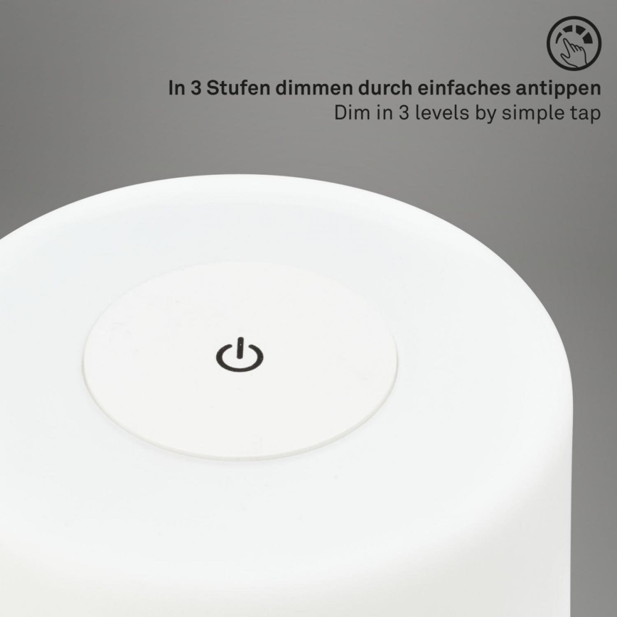 Briloner 7420016 - LED Himmennettävä ladattava kosketus ulko pöytävalaisin LED/4W/5V IP44 3000K valkoinen