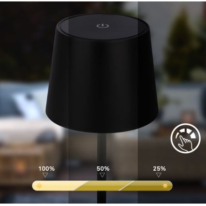 Briloner 7423015 - LED-säädettävä ladattava ulkokäyttöön tarkoitettu pöytävalaisin LED/2,6W/5V IP44 2000 mAh musta