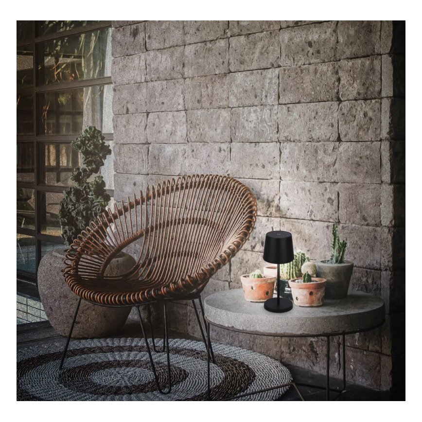 Briloner 7423015 - LED-säädettävä ladattava ulkokäyttöön tarkoitettu pöytävalaisin LED/2,6W/5V IP44 2000 mAh musta