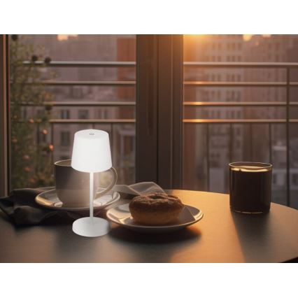 Briloner 7423016 - LED himmennettävä ladattava ulkokäyttöön tarkoitettu pöytävalaisin LED/2,6W/5V 2000mAh IP44 valkoinen