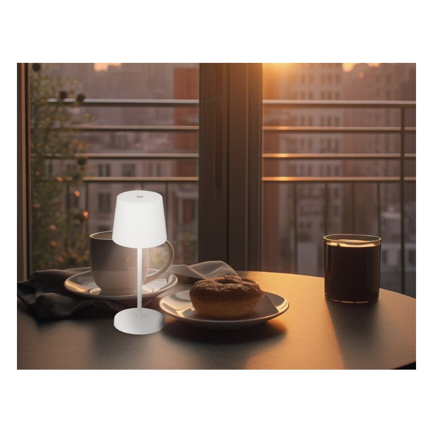 Briloner 7423016 - LED himmennettävä ladattava ulkokäyttöön tarkoitettu pöytävalaisin LED/2,6W/5V 2000mAh IP44 valkoinen
