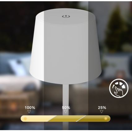 Briloner 7423016 - LED himmennettävä ladattava ulkokäyttöön tarkoitettu pöytävalaisin LED/2,6W/5V 2000mAh IP44 valkoinen