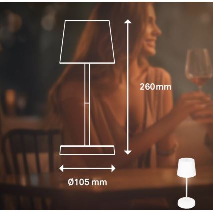 Briloner 7423016 - LED himmennettävä ladattava ulkokäyttöön tarkoitettu pöytävalaisin LED/2,6W/5V 2000mAh IP44 valkoinen