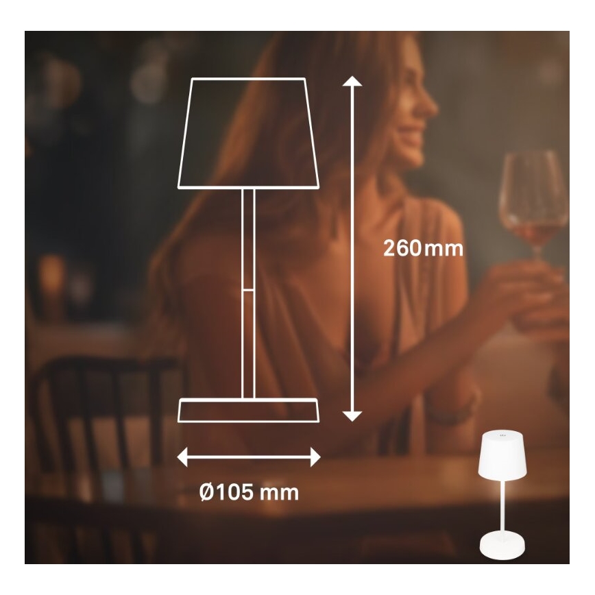 Briloner 7423016 - LED himmennettävä ladattava ulkokäyttöön tarkoitettu pöytävalaisin LED/2,6W/5V 2000mAh IP44 valkoinen