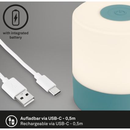 Briloner 7461010 - LED himmennettävä ladattava ulkokäyttöön tarkoitettu pöytävalaisin LED/2W/5V IP44 1200 mAh sininen