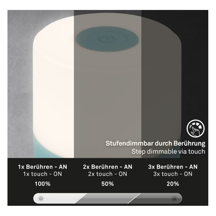 Briloner 7461010 - LED himmennettävä ladattava ulkokäyttöön tarkoitettu pöytävalaisin LED/2W/5V IP44 1200 mAh sininen