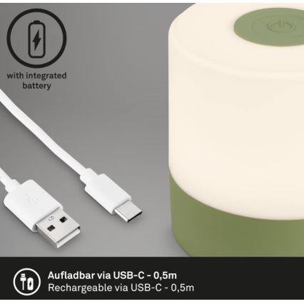 Briloner 7461019 - LED himmennettävä ladattava ulkokäyttöön tarkoitettu pöytävalaisin LED/2W/5V IP44 1200 mAh vihreä