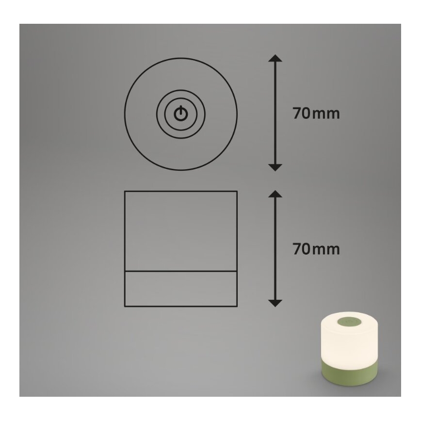 Briloner 7461019 - LED himmennettävä ladattava ulkokäyttöön tarkoitettu pöytävalaisin LED/2W/5V IP44 1200 mAh vihreä