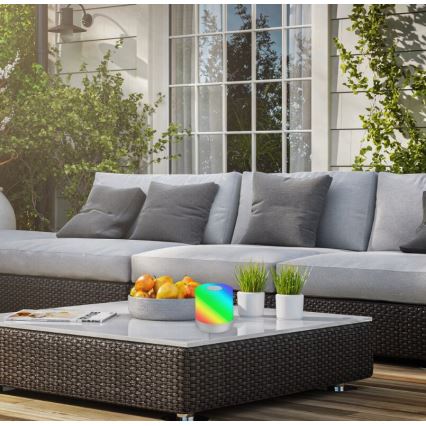 Briloner 7462014 - LED RGB ladattava ulkokäyttöön tarkoitettu pöytävalaisin LED/1,5W/5V IP44 1200 mAh mattakromi