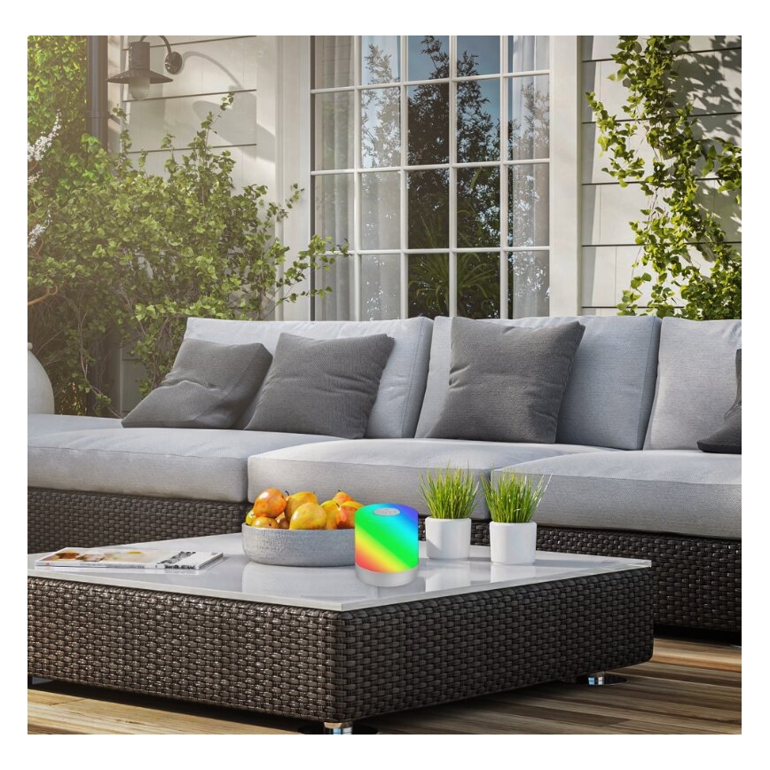 Briloner 7462014 - LED RGB ladattava ulkokäyttöön tarkoitettu pöytävalaisin LED/1,5W/5V IP44 1200 mAh mattakromi