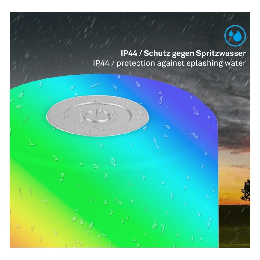 Briloner 7462014 - LED RGB ladattava ulkokäyttöön tarkoitettu pöytävalaisin LED/1,5W/5V IP44 1200 mAh mattakromi
