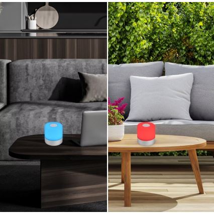 Briloner 7462014 - LED RGB ladattava ulkokäyttöön tarkoitettu pöytävalaisin LED/1,5W/5V IP44 1200 mAh mattakromi