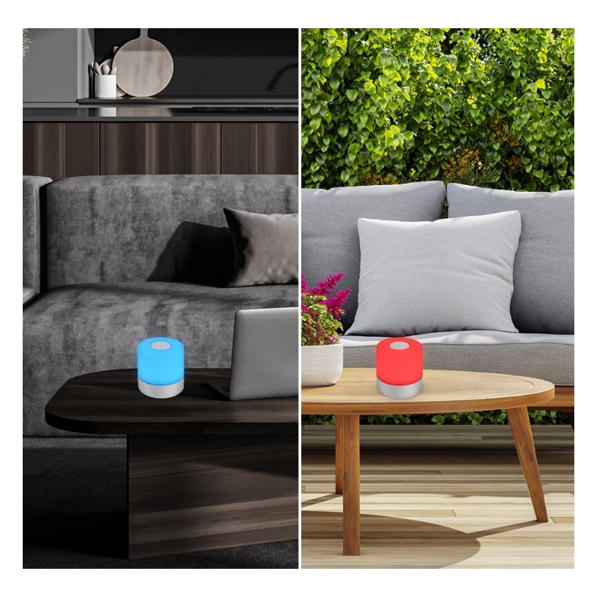 Briloner 7462014 - LED RGB ladattava ulkokäyttöön tarkoitettu pöytävalaisin LED/1,5W/5V IP44 1200 mAh mattakromi