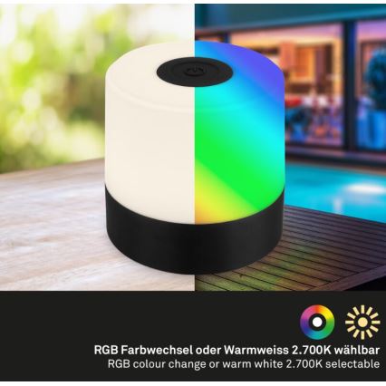 Briloner 7462015 - LED RGB ladattava ulkokäyttöön tarkoitettu pöytävalaisin LED/1,5W/5V IP44 1200 mAh musta