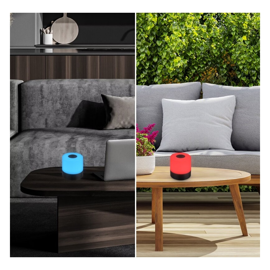 Briloner 7462015 - LED RGB ladattava ulkokäyttöön tarkoitettu pöytävalaisin LED/1,5W/5V IP44 1200 mAh musta