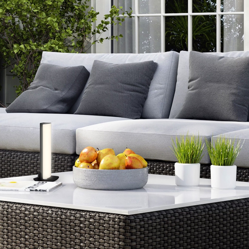 Briloner 7474-015 - LED himmennettävä kosketusohjattu ladattava ulkokäyttöön tarkoitettu pöytävalaisin 2-in-1 LED/7W/5V 2x2200 mAh USB 3000K IP44 musta