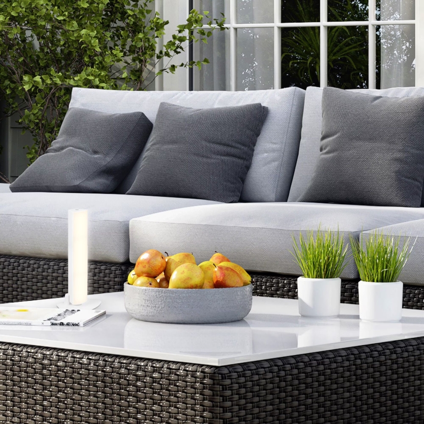 Briloner 7474-016 - LED himmennettävä kosketusohjattu ladattava ulkokäyttöön tarkoitettu pöytävalaisin 2-in-1 LED/7W/5V 2x2200 mAh USB 3000K IP44 valkoinen