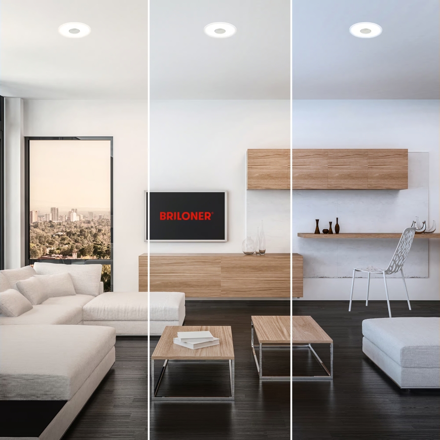 Briloner 7480019 - Kylpyhuoneen upotettava LED-valaisin, 6 W, 230 V, 3000/4000/6500 K, IP44, valkoinen