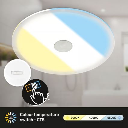 Briloner 7482019 - LED-kylpyhuonevalaisin, alakattoon asennettava, LED/14W/230V, 3000/4000/6500K, IP44, valkoinen