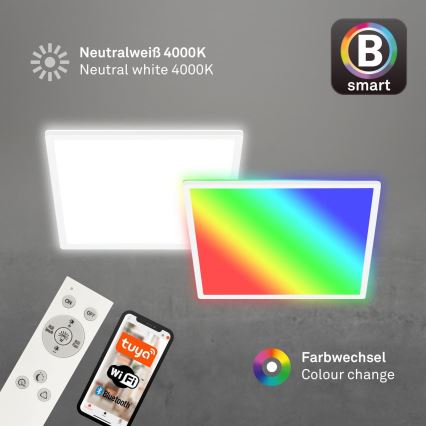 Briloner 7491-016 - LED RGBW himmennettävä älykäs kattovalaisin LED/22W/230V 4000K 42x42 cm Wi-Fi Tuya + kauko-ohjain
