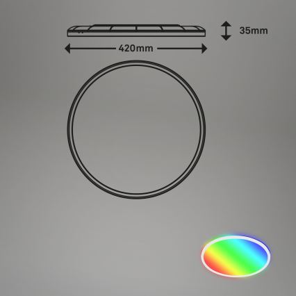Briloner 7494016 - SMART LED RGBW himmennettävä kattovalaisin, 22 W, 230 V, 4000 K, halkaisija 42 cm, Wi‑Fi Tuya + kaukosäädin