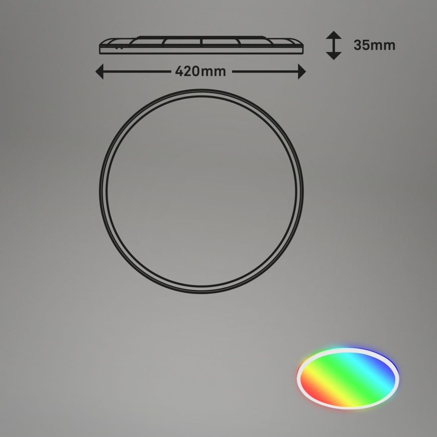 Briloner 7494016 - SMART LED RGBW himmennettävä kattovalaisin, 22 W, 230 V, 4000 K, halkaisija 42 cm, Wi‑Fi Tuya + kaukosäädin