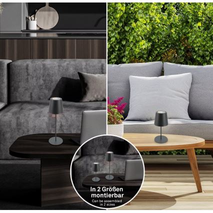 Briloner 7507015 - LED RGB himmennettävä ladattava ulkokäyttöön tarkoitettu 2-in-1 pöytävalaisin LED/2,5W/5V IP44 antrasiitti