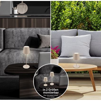 Briloner 7508011 - LED himmennettävä ladattava ulkokäyttöön tarkoitettu pöytävalaisin 2-in-1 LED/2,5W/5V IP44 beige