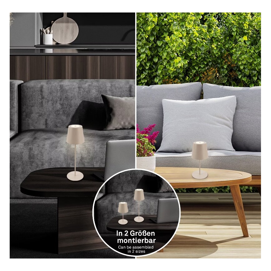 Briloner 7508011 - LED himmennettävä ladattava ulkokäyttöön tarkoitettu pöytävalaisin 2-in-1 LED/2,5W/5V IP44 beige