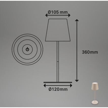 Briloner 7508011 - LED himmennettävä ladattava ulkokäyttöön tarkoitettu pöytävalaisin 2-in-1 LED/2,5W/5V IP44 beige