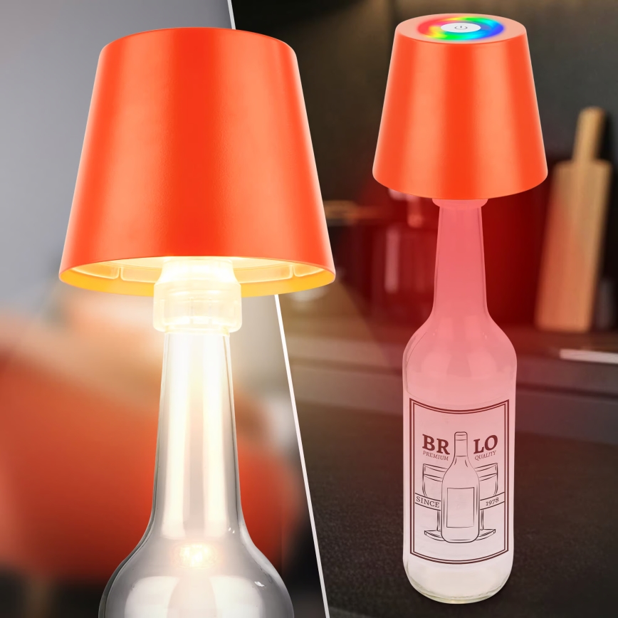Briloner 7510012 - LED RGBW himmennettävä ulkokäyttöön ladattava pöytälamppu CALIDA LED/2,5W/5V IP44 1200 mAh oranssi
