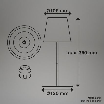 Briloner 7510012 - LED RGBW himmennettävä ulkokäyttöön ladattava pöytälamppu CALIDA LED/2,5W/5V IP44 1200 mAh oranssi