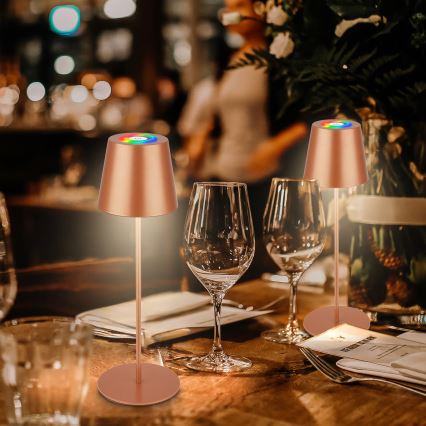 Briloner 7510013 - CALIDA RGBW-LED himmennettävä ladattava ulkokäyttöinen pöytälamppu 2,5W/5V IP44 1200 mAh pronssinvärinen