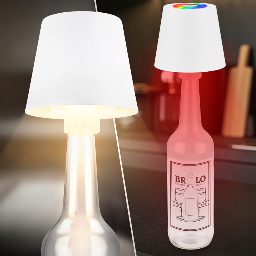 Briloner 7510016 - LED RGBW himmennettävä ulkokäyttöön tarkoitettu ladattava pöytälamppu CALIDA LED/2,5W/5V IP44 1200 mAh valkoinen
