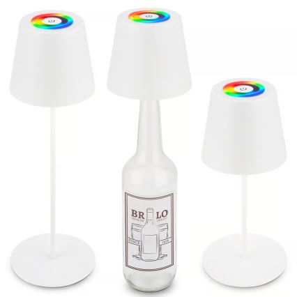 Briloner 7510016 - LED RGBW himmennettävä ulkokäyttöön tarkoitettu ladattava pöytälamppu CALIDA LED/2,5W/5V IP44 1200 mAh valkoinen