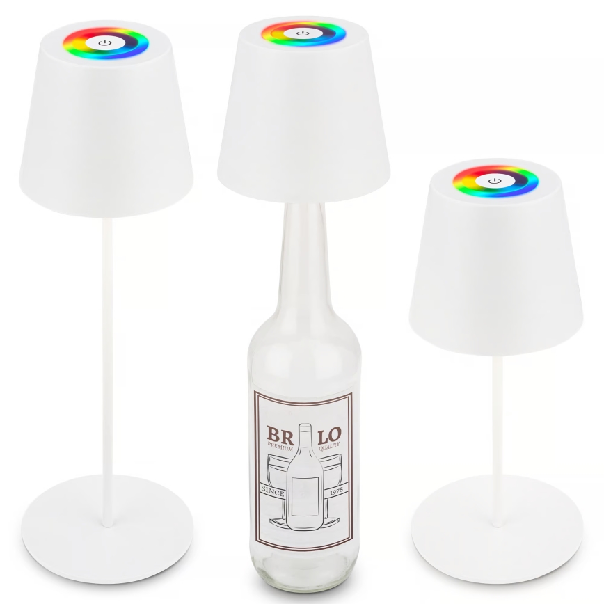 Briloner 7510016 - LED RGBW himmennettävä ulkokäyttöön tarkoitettu ladattava pöytälamppu CALIDA LED/2,5W/5V IP44 1200 mAh valkoinen