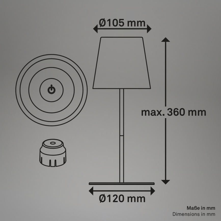 Briloner 7510016 - LED RGBW himmennettävä ulkokäyttöön tarkoitettu ladattava pöytälamppu CALIDA LED/2,5W/5V IP44 1200 mAh valkoinen
