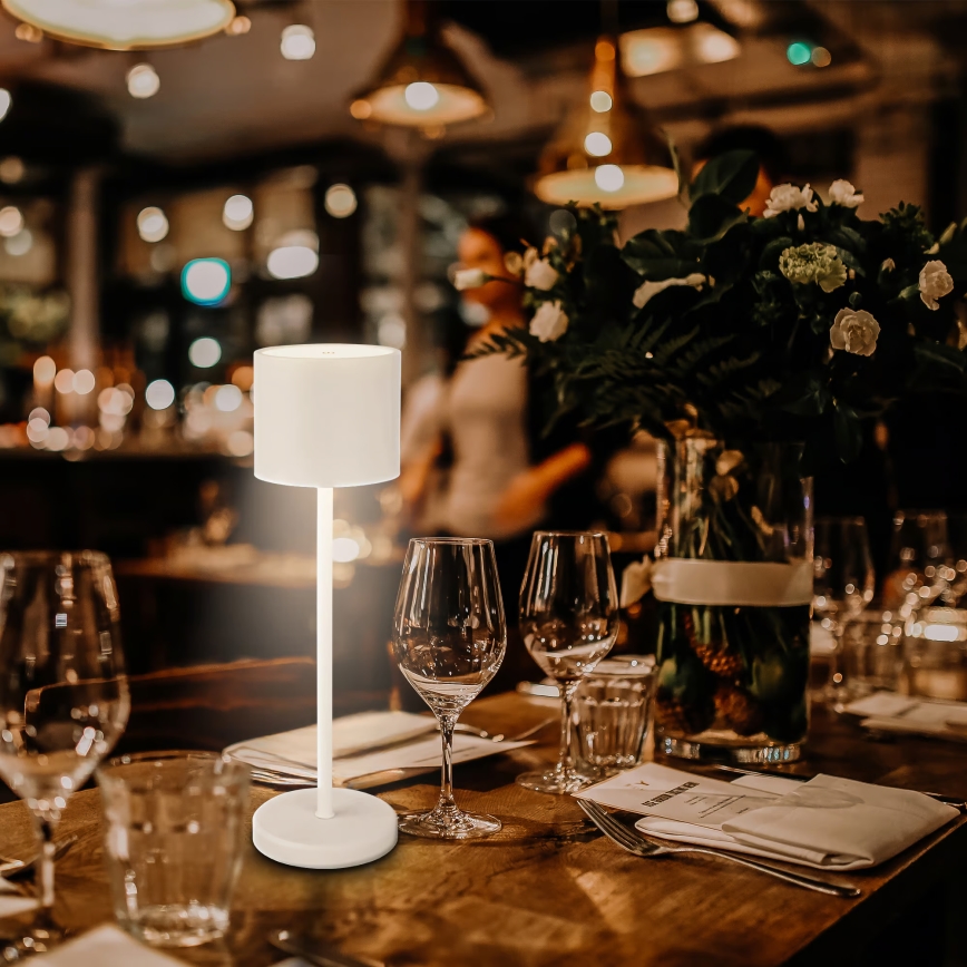 Briloner 7521016 - Himmennettävä ladattava ulkokäyttöinen pöytälamppu SIGO LED/2,5W/5V IP44 2600 mAh valkoinen