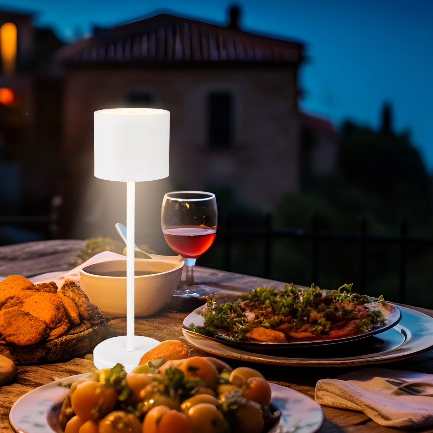 Briloner 7521016 - Himmennettävä ladattava ulkokäyttöinen pöytälamppu SIGO LED/2,5W/5V IP44 2600 mAh valkoinen