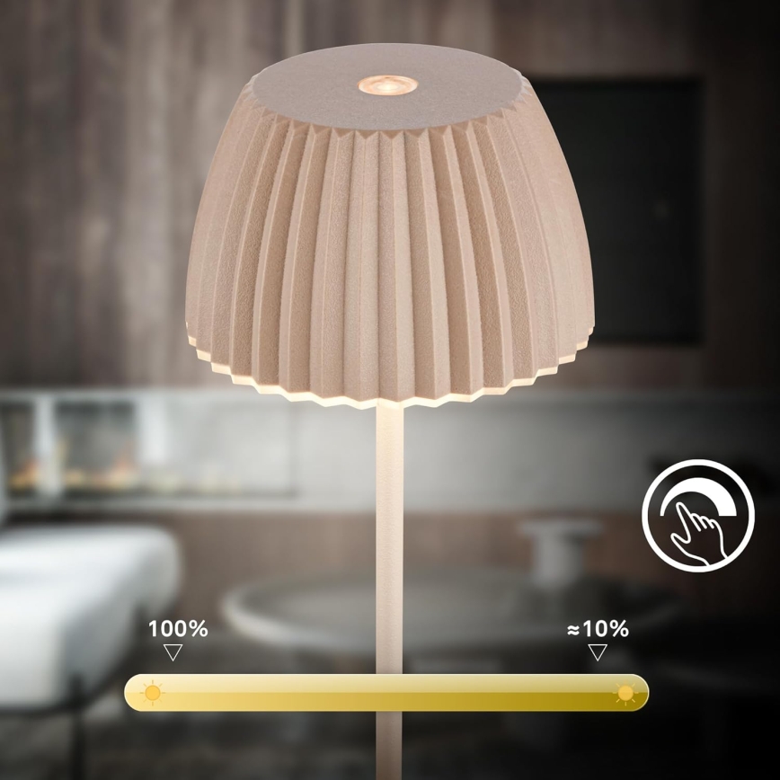 Briloner 7552-011 - himennettävä ladattava kosketusohjattu ulkokäyttöinen pöytälamppu MINI LED/1,5W/5V IP44 1800 mAh beige