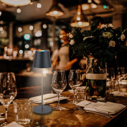 Briloner 7559015 - LED RGB himmennettävä ladattava ulkokäyttöinen pöytävalaisin COLORIS LED/3,5W/5V IP44 2000 mAh antrasiitti Wi-Fi Tuya