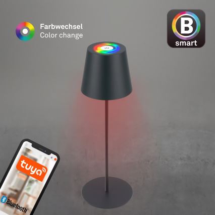 Briloner 7559015 - LED RGB himmennettävä ladattava ulkokäyttöinen pöytävalaisin COLORIS LED/3,5W/5V IP44 2000 mAh antrasiitti Wi-Fi Tuya