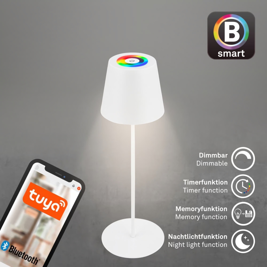 Briloner 7559016 - LED RGB himennettävä ladattava ulkokäyttöinen pöytälamppu COLORIS LED/3,5W/5V IP44 2000 mAh Wi-Fi Tuya