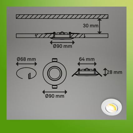 Briloner 7586036 - 3 kpl:n KLIRA LED-uppovalaisinsetti kylpyhuoneeseen, LED/4,9W/230V, 2500/3000/4000K, IP23, valkoinen