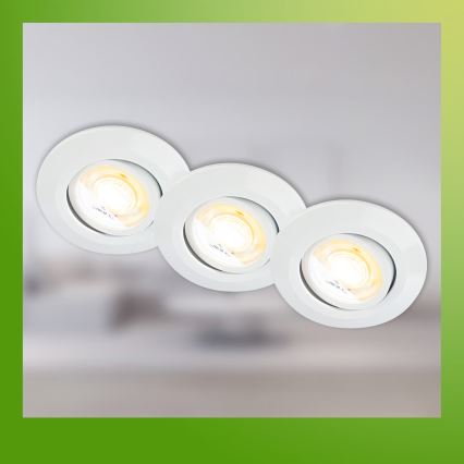 Briloner 7586036 - KLIRA LED 3 kpl:n sarja: kylpyhuoneen uppoasennettava kattovalaisin LED/4,9W/230V 2500/3000/4000K IP23, valkoinen